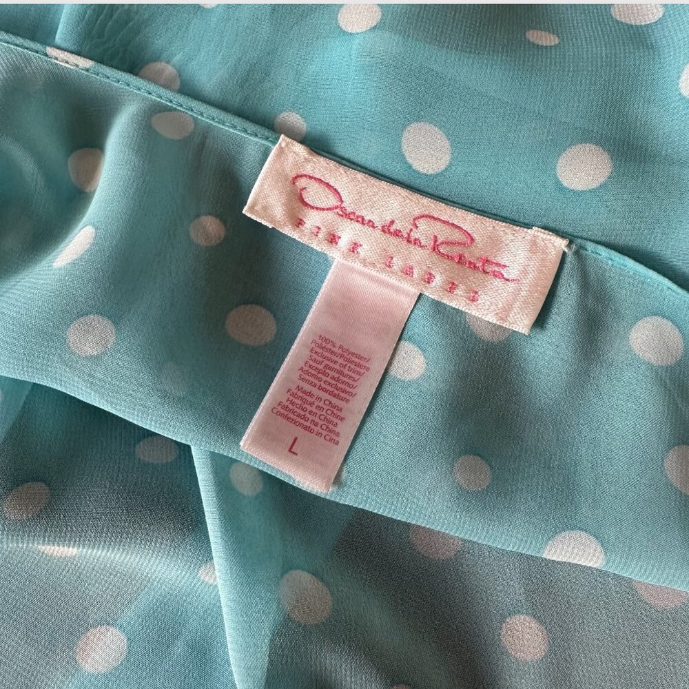 Oscar De La Renta Pink Label Negligee 2-pc Set Blue Polka Dot Babydoll Sz Large - Picture 7 of 7